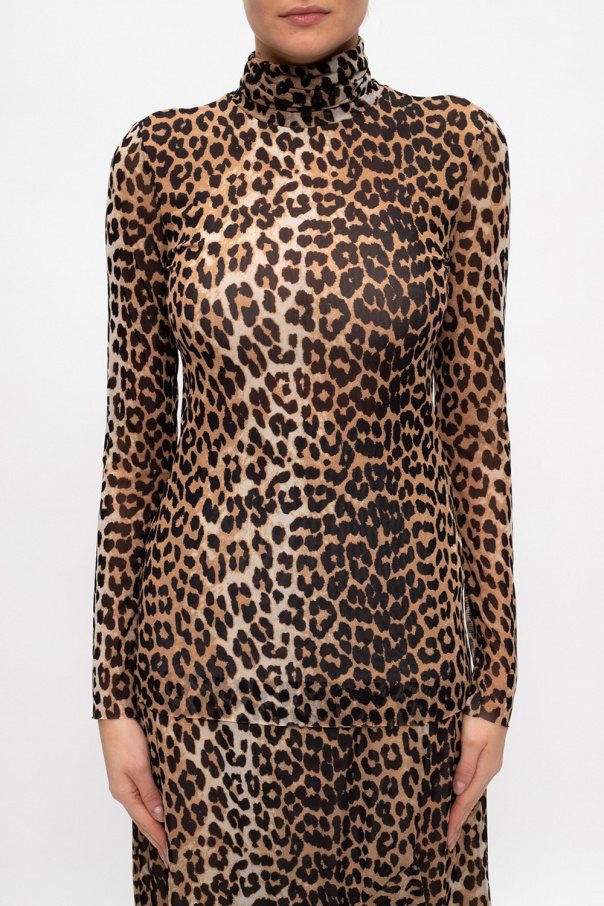 Ganni leopard turtleneck best sale